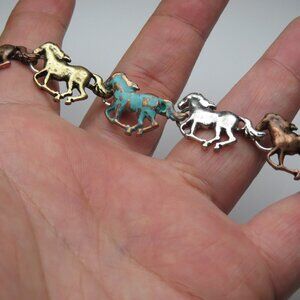 14k Three Color Overlay Horse Bracelet